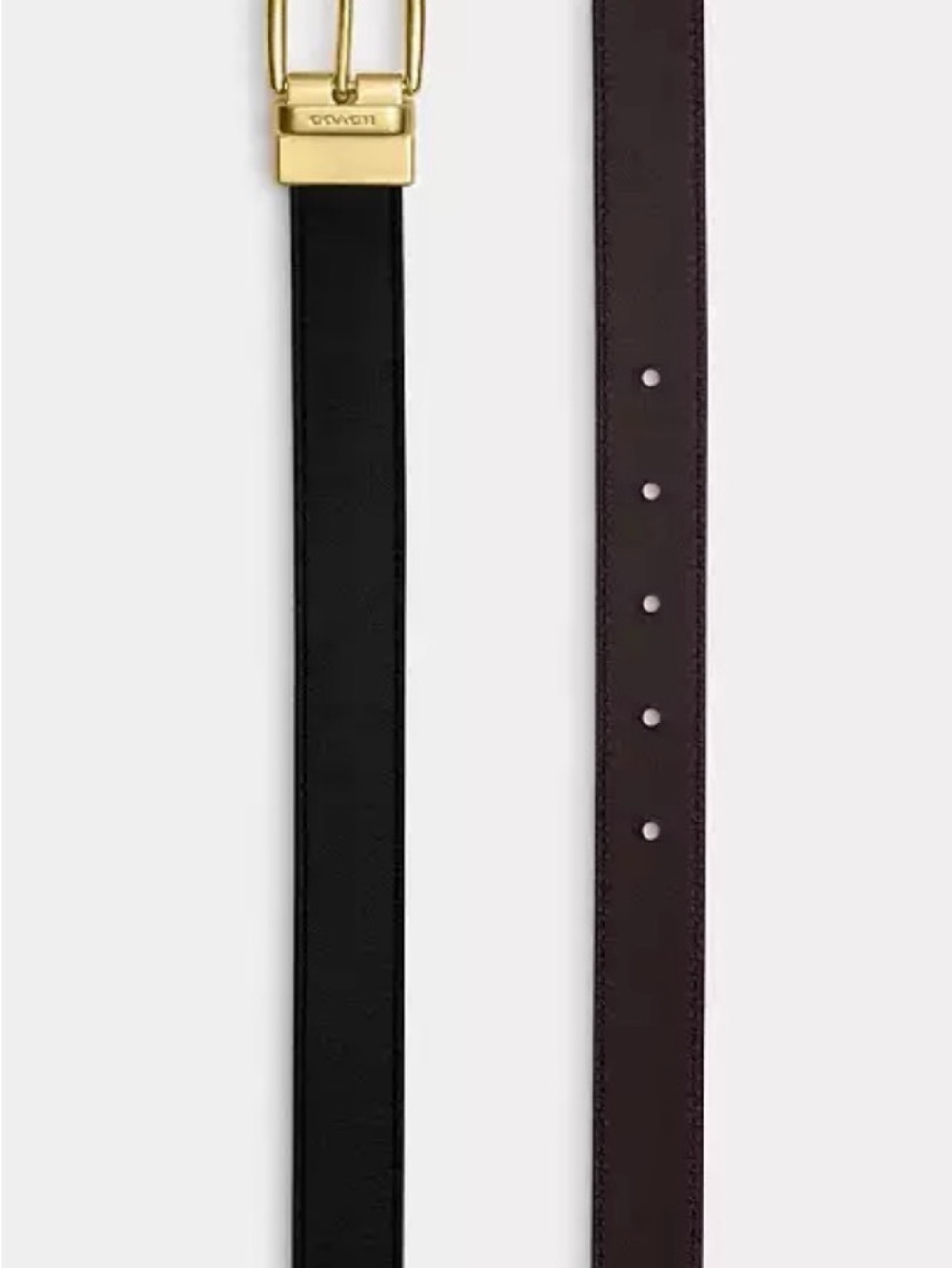 Men's Coach Leather Belt with Gold Buckle - Picture 2 of 2